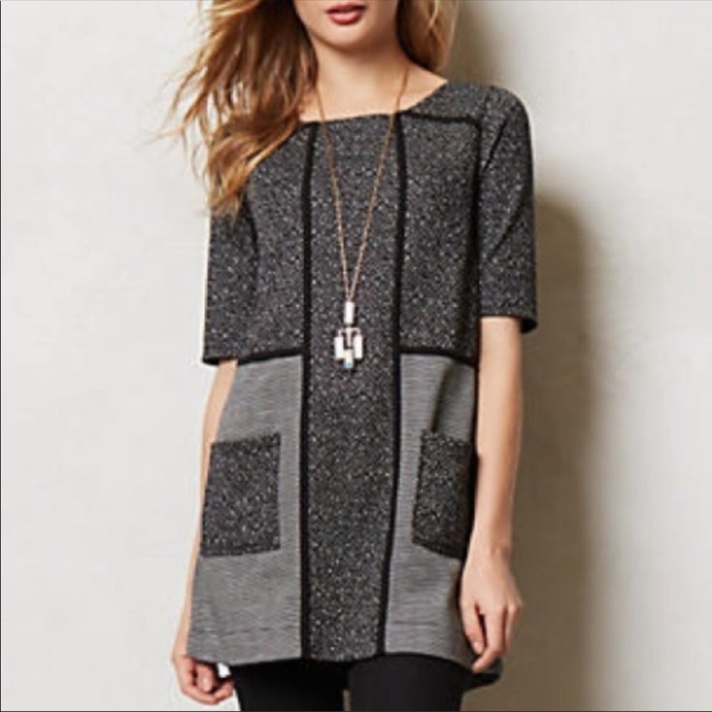 Anthropologie Meadow Rue Mitzie Color Block Tweed Dress  / Shirt